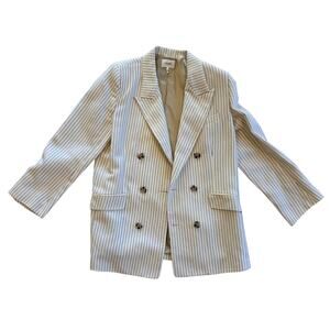 Frame Women's Blazer White w/ Blue Pinstripe - Size 8